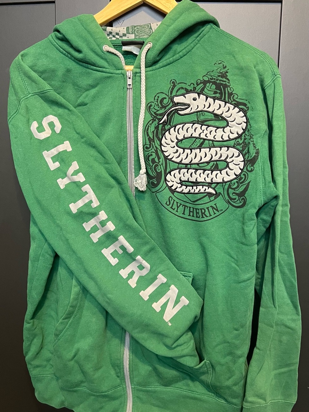 Green Slytherin Zip-Up Hoodie Sweater